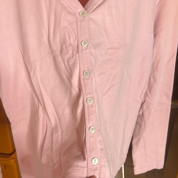 Vintage Moda International Pink V-Neck Button-Up 100% Cotton Women's Top Size XL - Picture 4 of 5